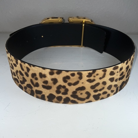 Valentino VLOGO Leopard-Print Calf Hair Reversible Belt Size 80/32 - Picture 4 of 10